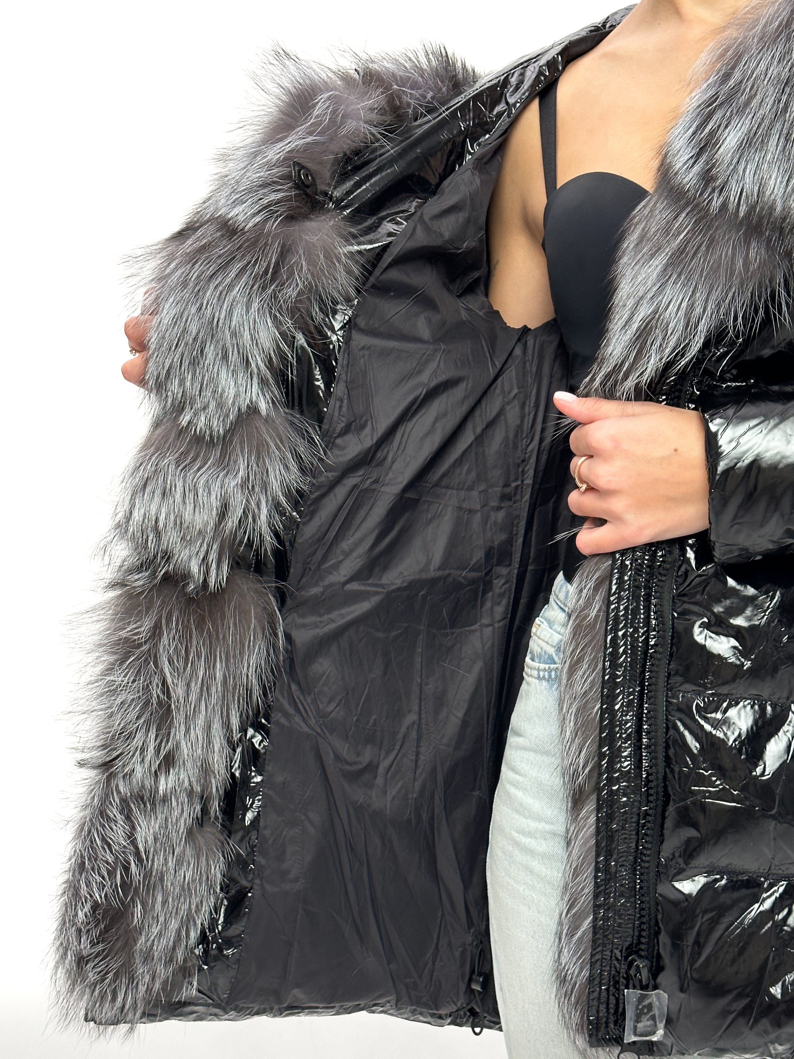 Onyx Genuine Silver Fox Down Parka 107cm Alaska® Outerwear Company