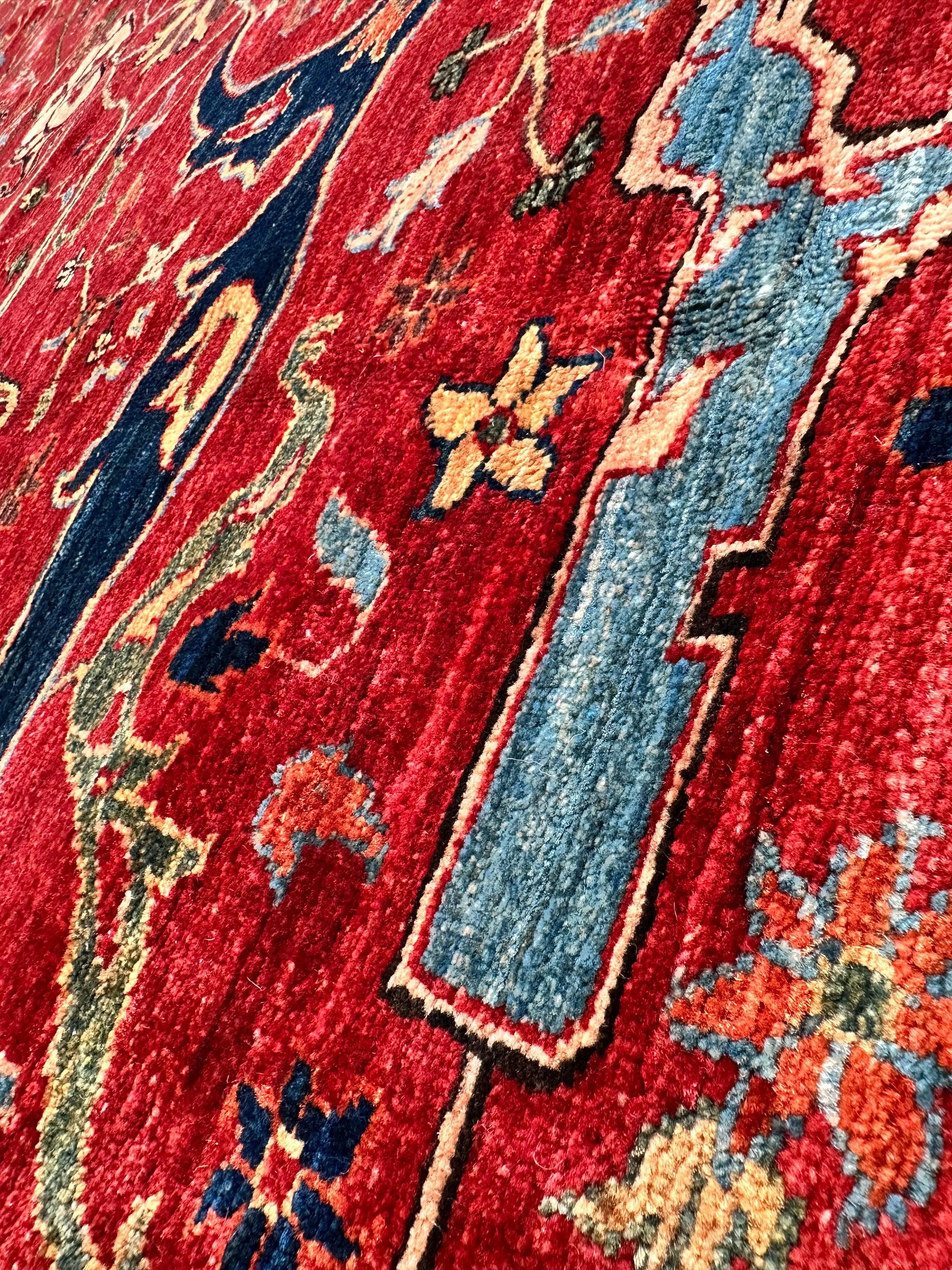 Hand-Knotted Afghani Bidjar Wool Rug – 9’x12’6” – Intricate Geometric & Floral Motifs Rugistan