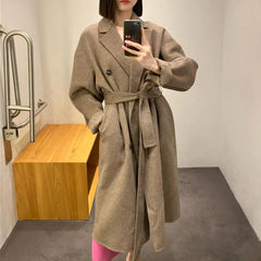 Women's Wool-Blend Belted Cotton Coat Family Shopolf