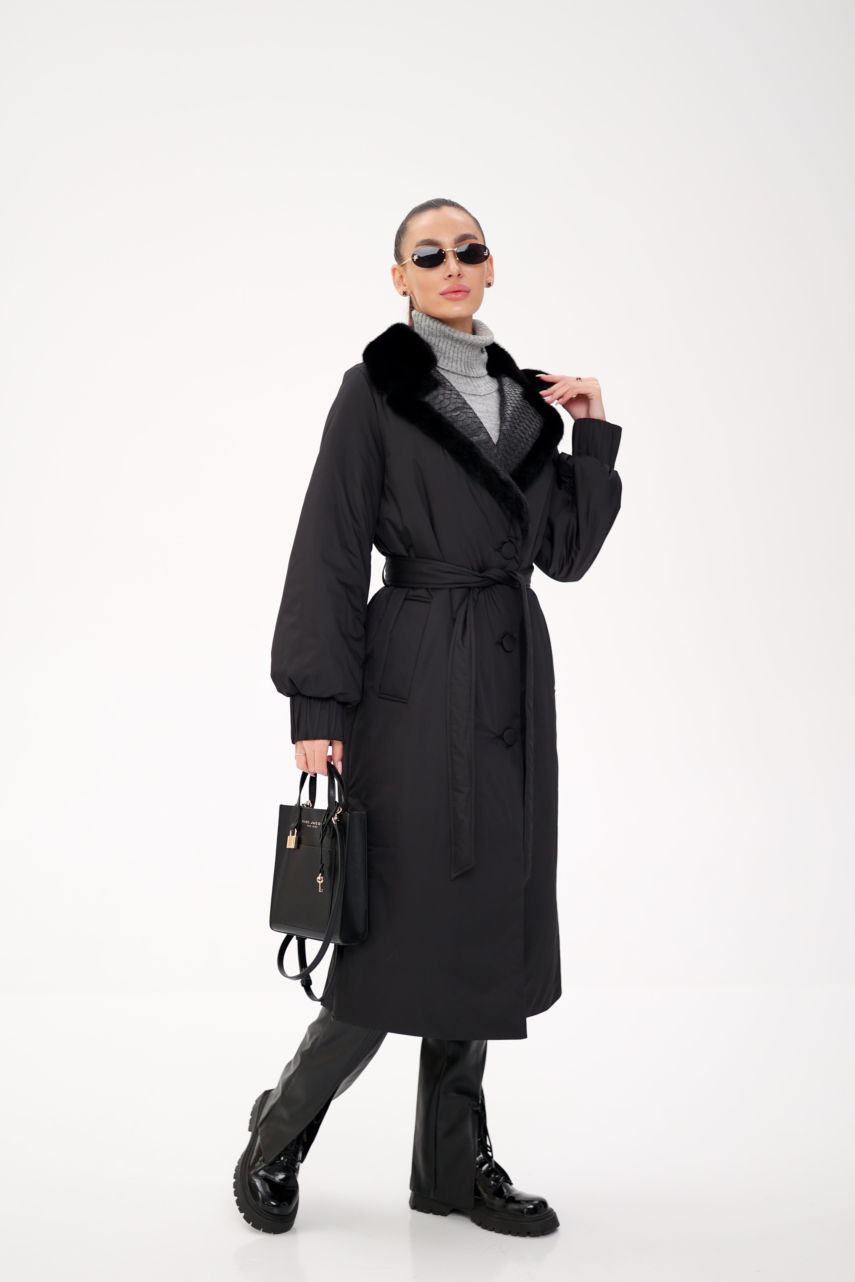 Genuine Mink Fur Real Python Leather Trim Coat Alaska® Outerwear Company