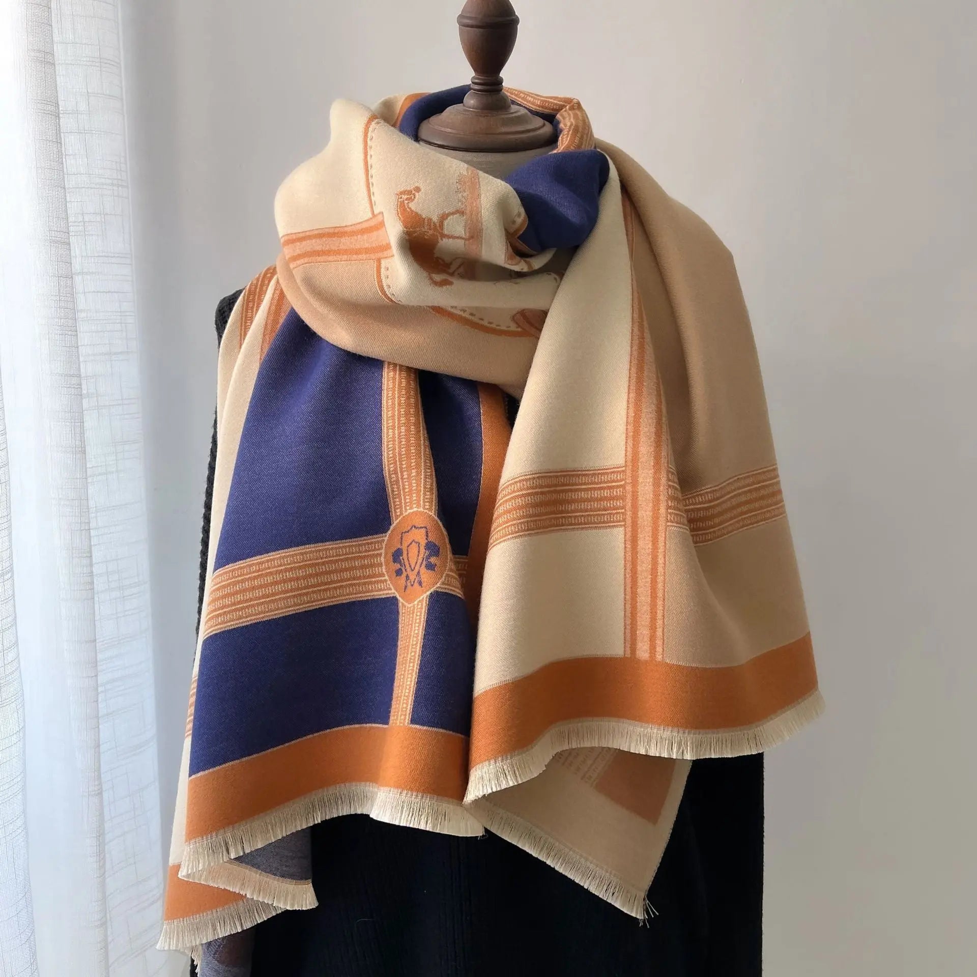 Women's Color Block Imitation Cashmere Scarf Family Shopolf
