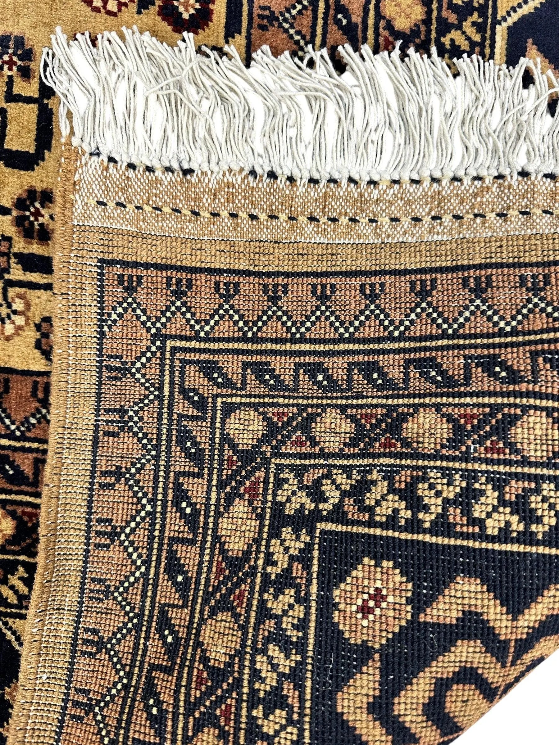 Hand-Knotted Afghan Bukhara Rug 8'4" x 11'10" - Wool, Geometric Patterns Rugistan