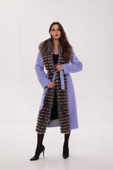 Genuine Silver Fox Virgin Wool Wrap Coat in Lavender Alaska® Outerwear Company