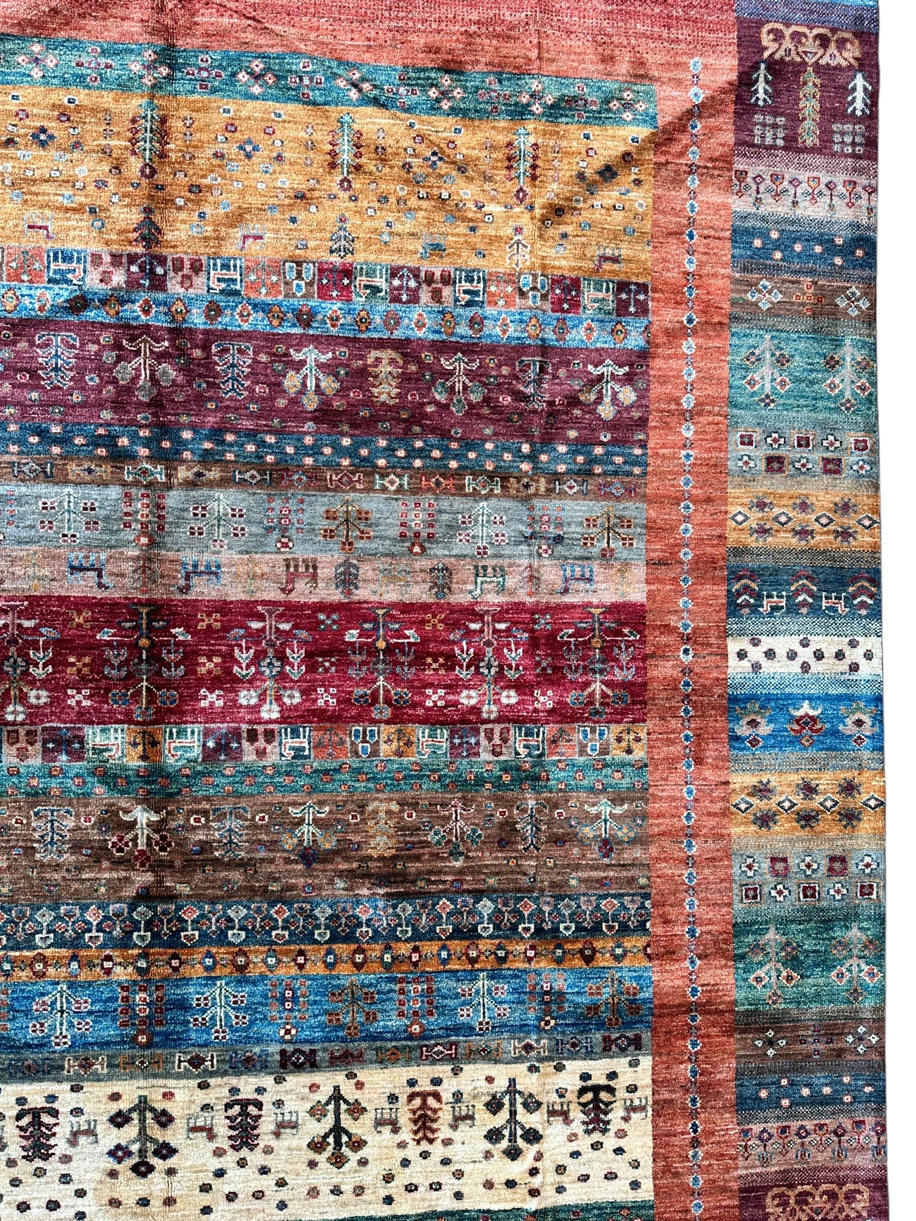 Afghani Khorjin Wool Rug – 7' x 9'10" – Vibrant Geometric & Tribal Patterns Rugistan