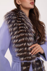 Genuine Silver Fox Virgin Wool Wrap Coat in Lavender Alaska® Outerwear Company