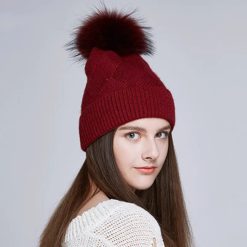 Woolen Women's Hat with a Pompon Family Shopolf