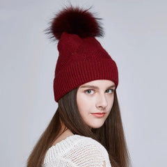 Woolen Women's Hat with a Pompon Family Shopolf