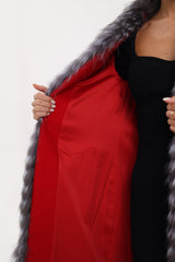 Genuine Silver Fox Virgin Wool Wrap Coat in Red Alaska® Outerwear Company