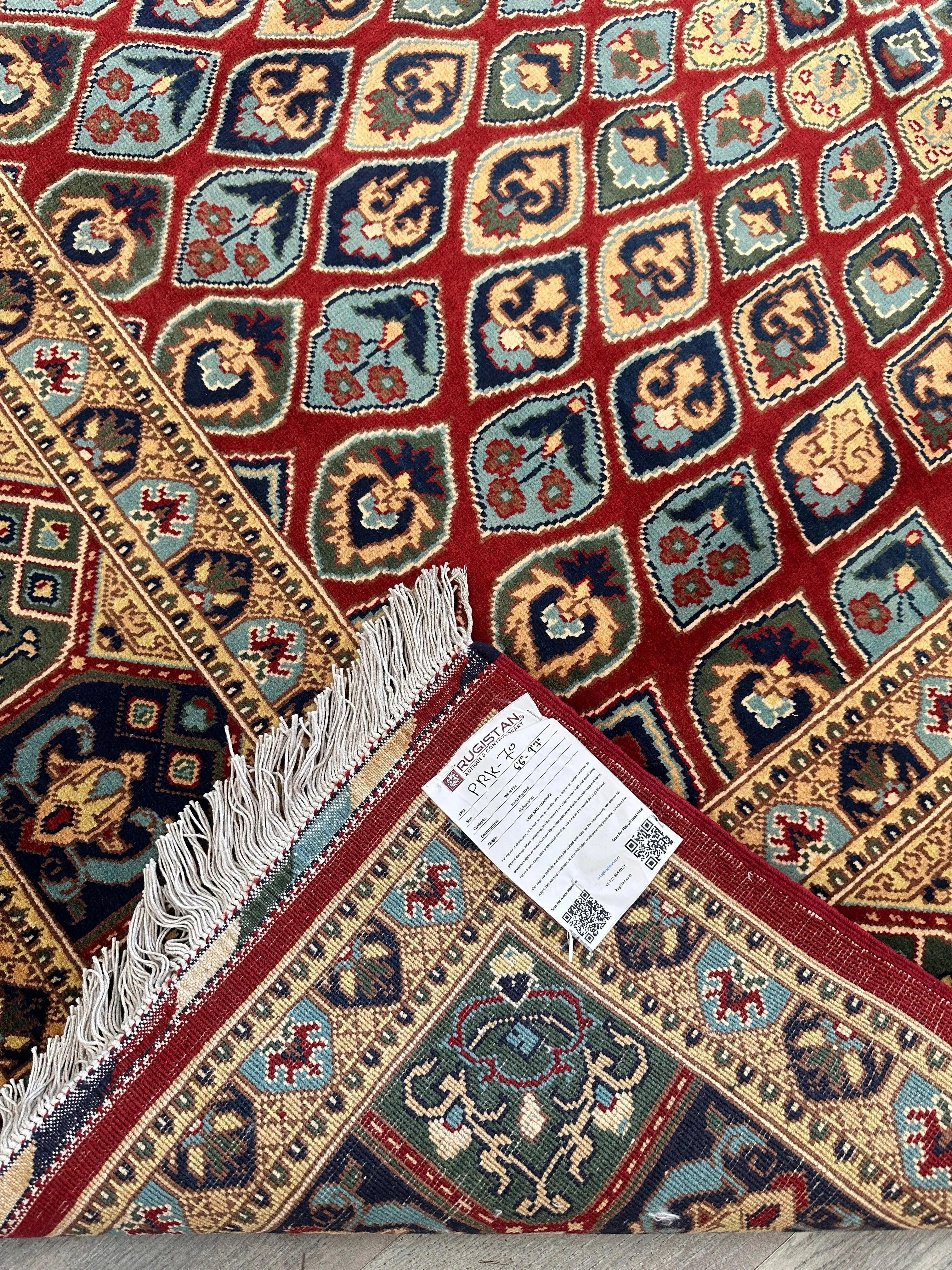 Afghani Parak Hand-Knotted Wool Rug | 6’6″ x 9’10″ Traditional Dome Motif Rugistan