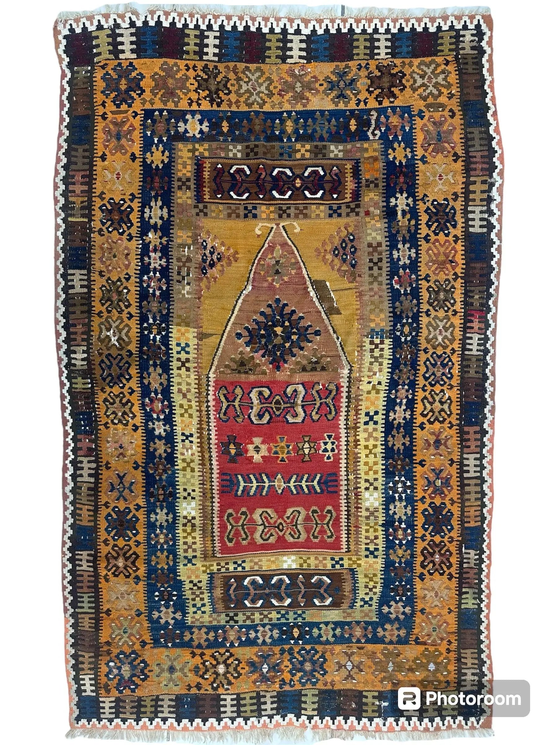 Antique Anatolian Wool Prayer Rug 4’ x 6’6” Rugistan