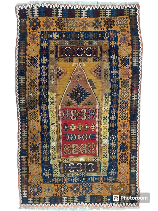 Antique Anatolian Wool Prayer Rug 4’ x 6’6” Rugistan