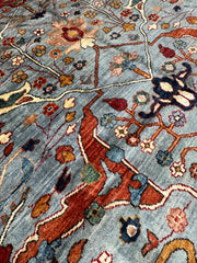 Hand-Knotted Trasitional Serapi Ghazni Wool Rug – 9’1” x 12’ – Intricate Floral Design Rugistan