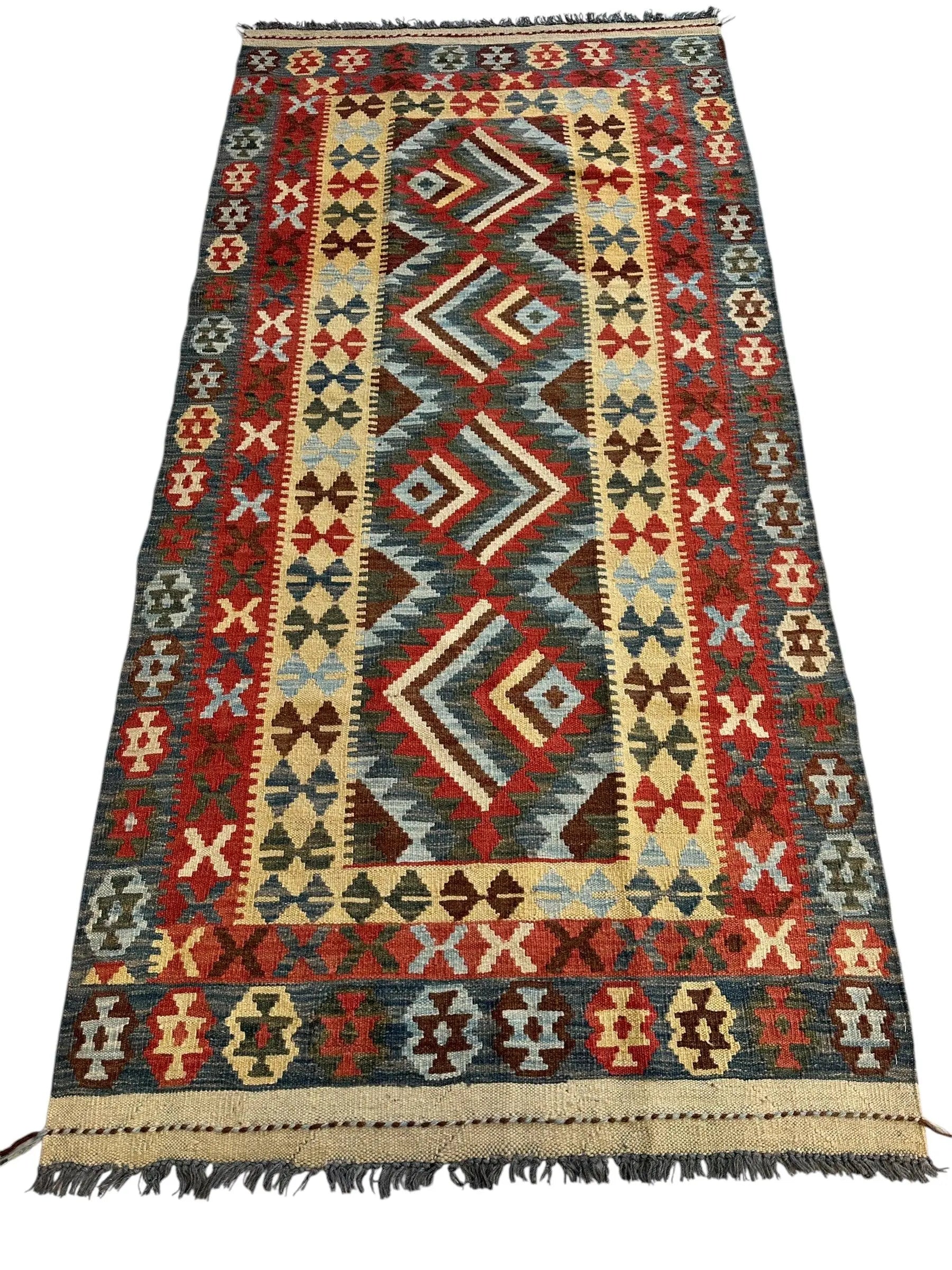 Afghani Maimana Kilim Wide Runner Rug 3’3” x 6’8” Rugistan
