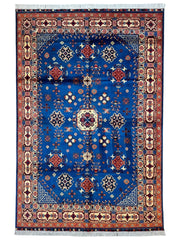 Hand-Knotted Afghan Kazak Rug – 6'6" x 9'7" – Vibrant Geometric Design in 100% Wool Rugistan