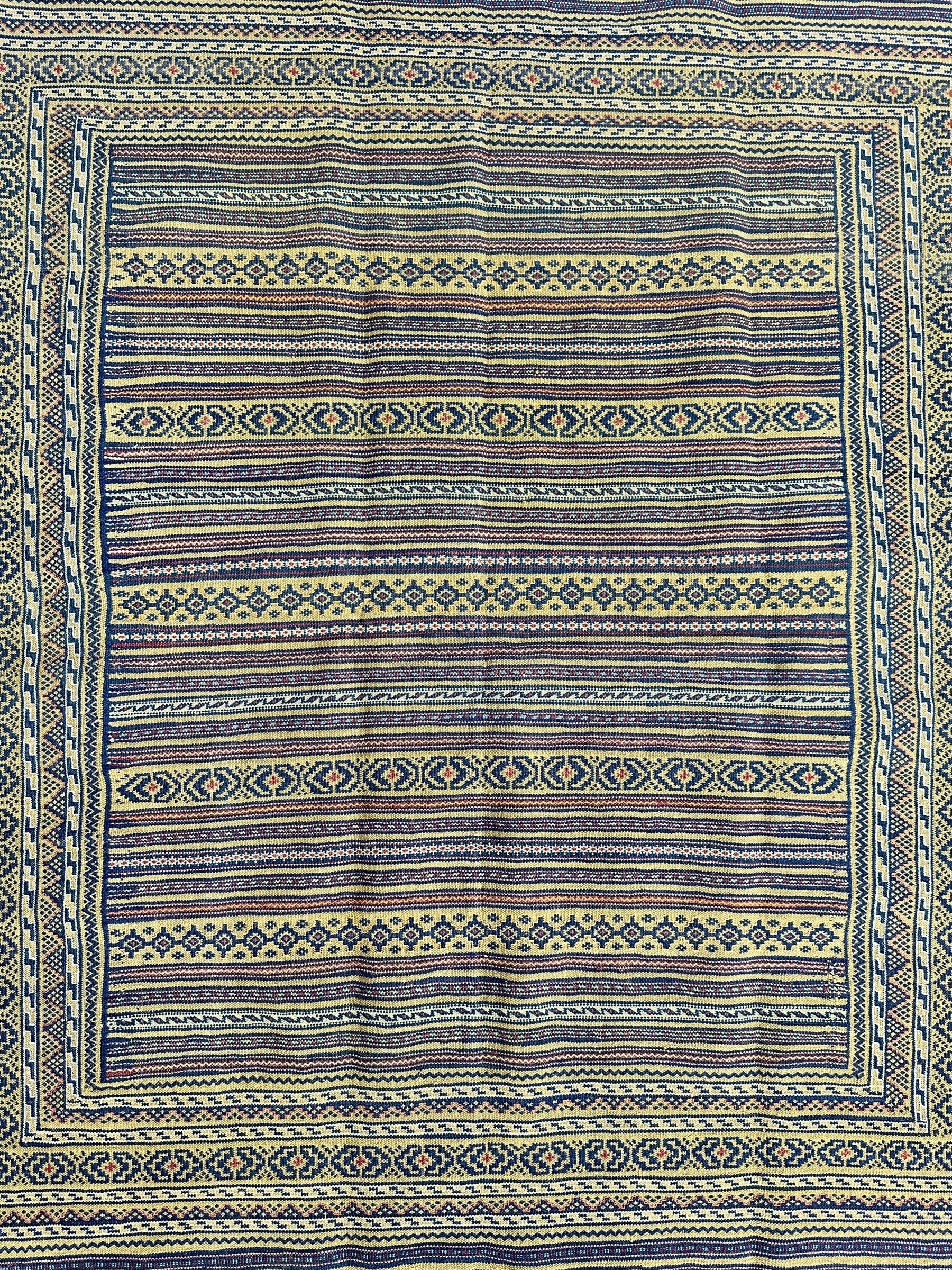 Hand-Woven Afghani Maliki Wool Kilim Rug - 4'5" x 6' Rugistan