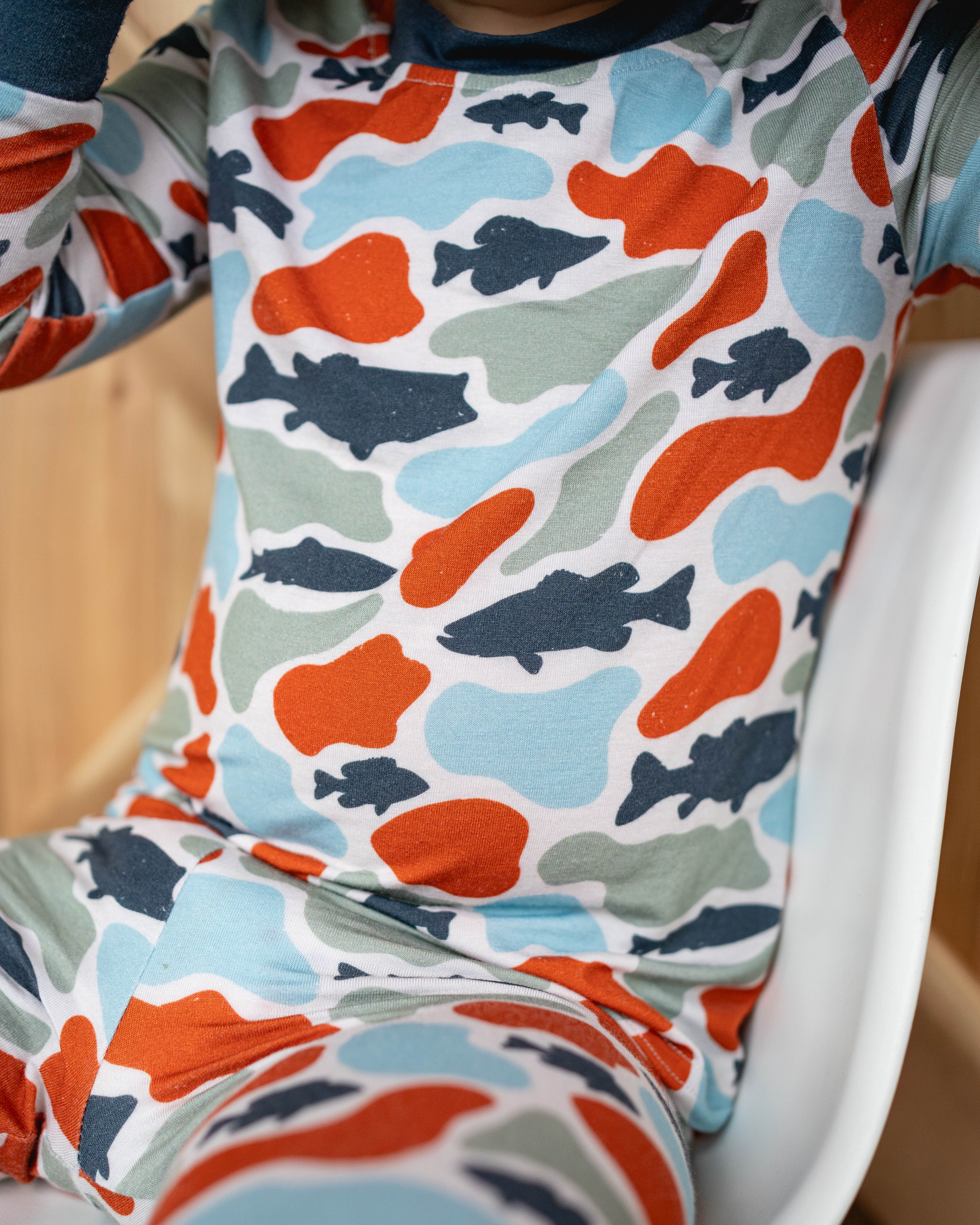 Camo fish bamboo pj set Keep the Littles Wild