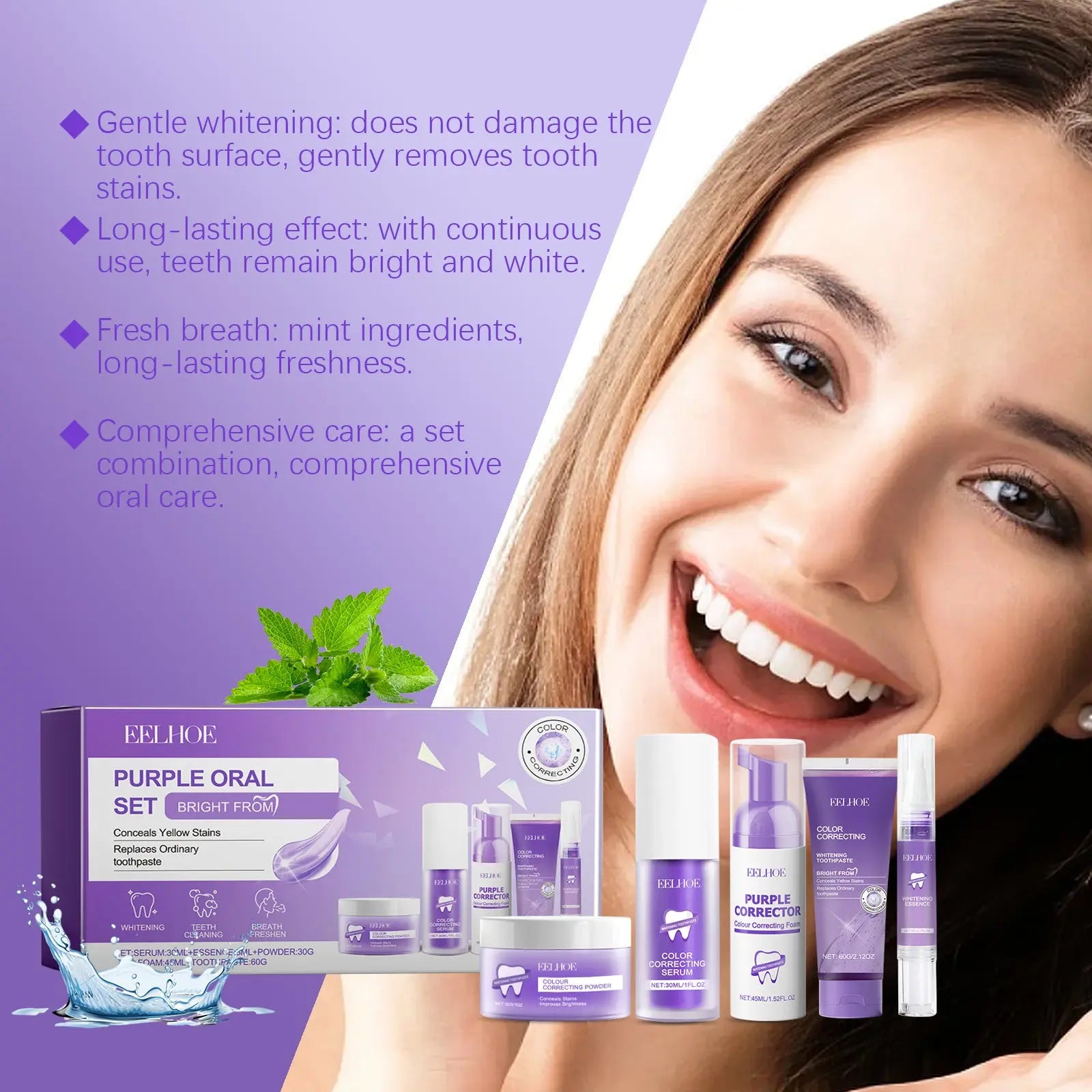 EELHOE Purple Toned Teeth Whitening Set - Family Shopolf