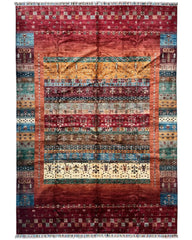 Afghani Khorjin Wool Rug – 7' x 9'10" – Vibrant Geometric & Tribal Patterns Rugistan