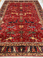 Hand-Knotted Afghani Bidjar Wool Rug – 9’x12’6” – Intricate Geometric & Floral Motifs Rugistan