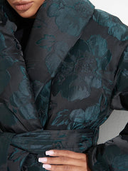 Monochrome Jacquard Down Coat in Vintage Emerald Alaska® Outerwear Company