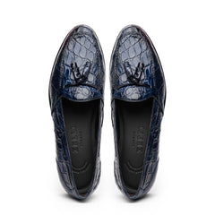 11-582-NVY FRANCO Crocodile Tassel Loafer, Navy