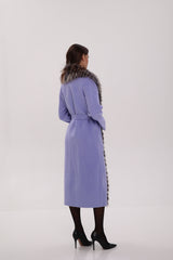 Genuine Silver Fox Virgin Wool Wrap Coat in Lavender Alaska® Outerwear Company