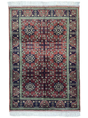 Hand-Knotted Bukharayi Rug – Brown 59” x 40” | Traditional Afghani Wool Rug Rugistan