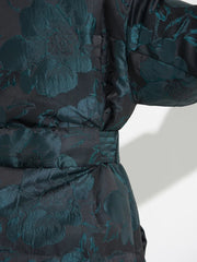 Monochrome Jacquard Down Coat in Vintage Emerald Alaska® Outerwear Company