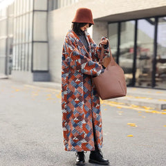 Women's Jacquard Wool Coat Family Shopolf