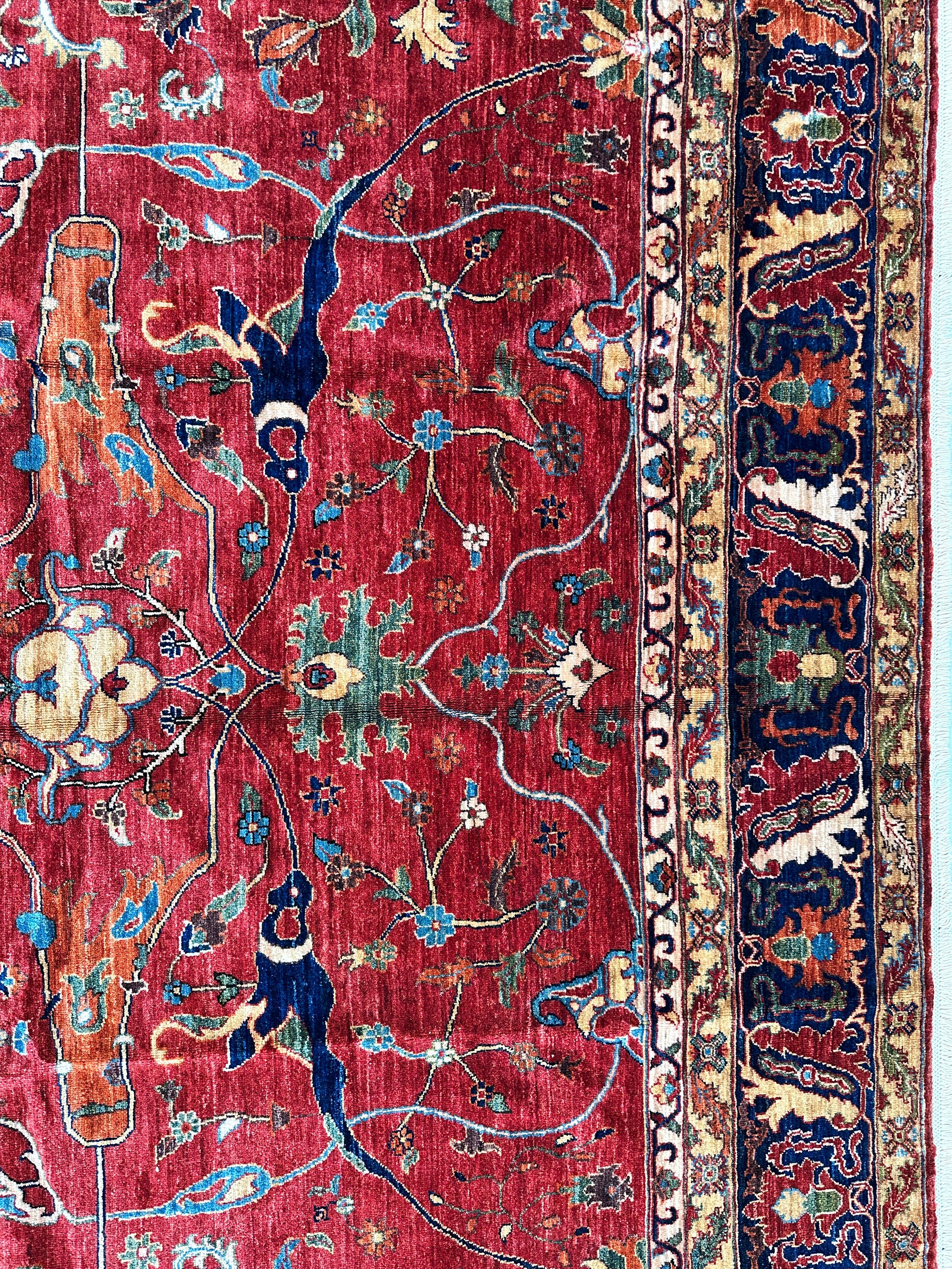 Hand-Knotted Afghani Bidjar Wool Rug – 9’x12’6” – Intricate Geometric & Floral Motifs Rugistan