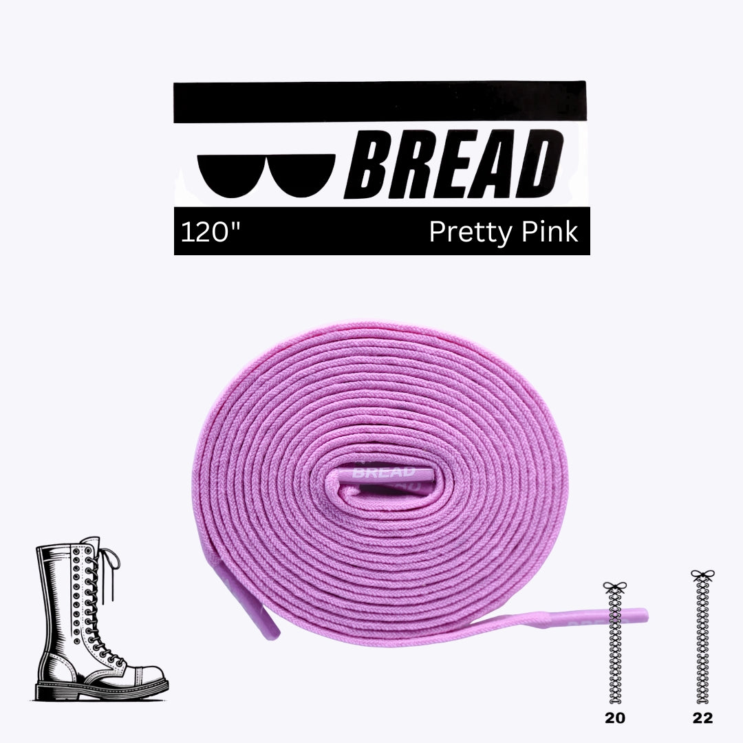Purple shoelace with packaging labeled 'BREAD' on a white background