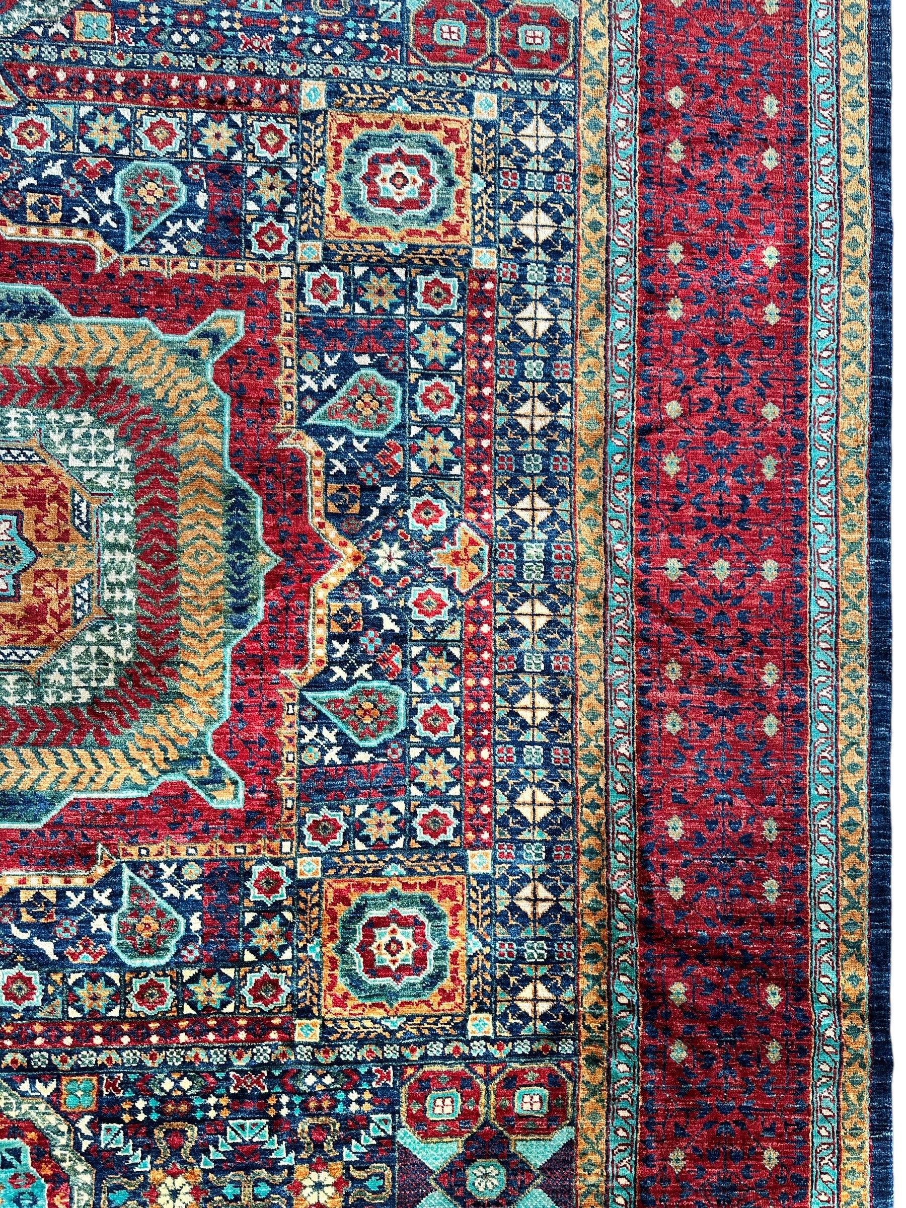 Hand-Knotted Mamluk Wool Rug – 8'4" x 9'9" – Intricate Geometric Masterpiece Rugistan