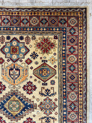 Fine Hand Knotted Afghani Super Kazak Rug 5 x 7 Rugistan