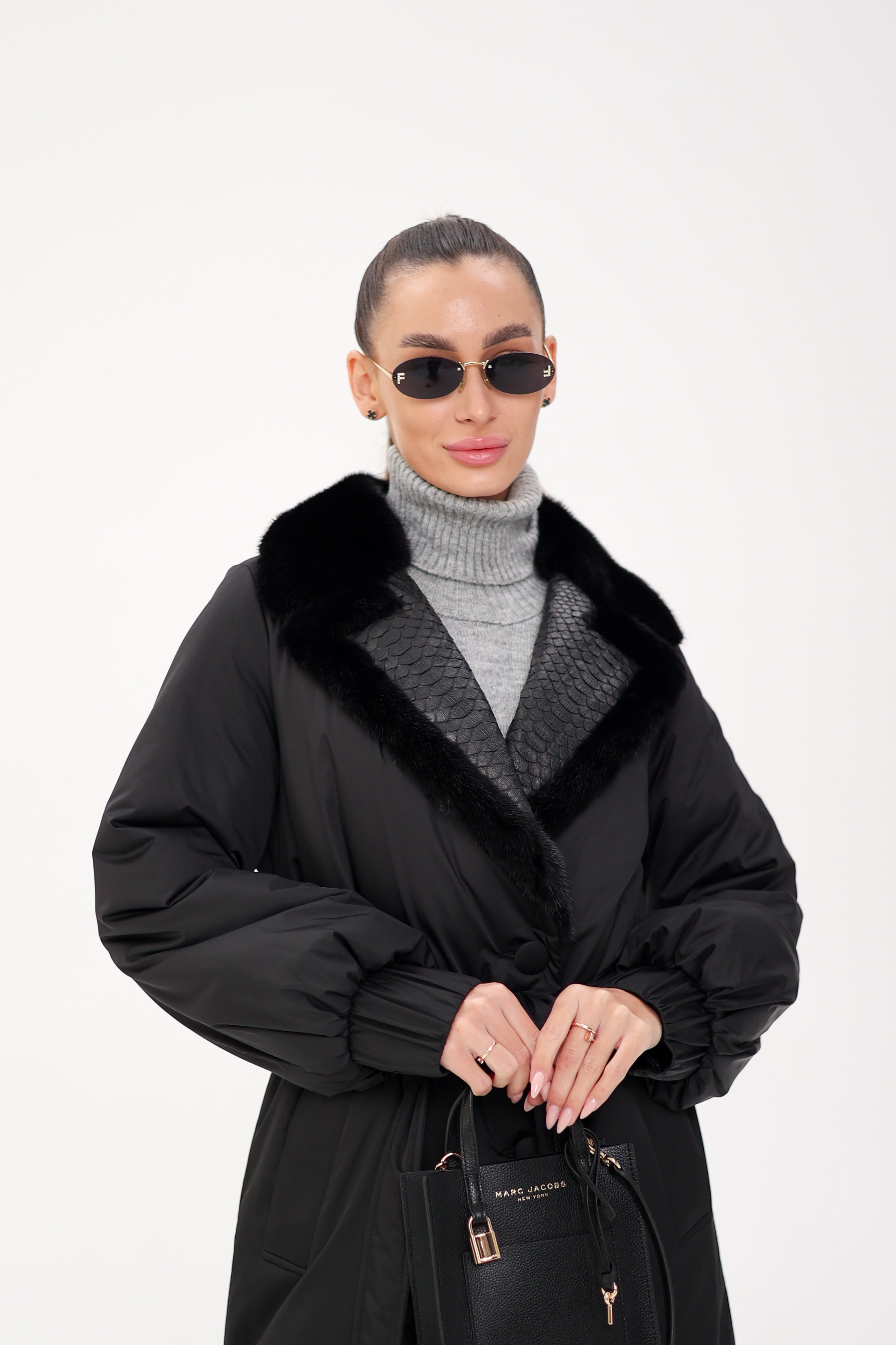 Genuine Mink Fur Real Python Leather Trim Coat Alaska® Outerwear Company