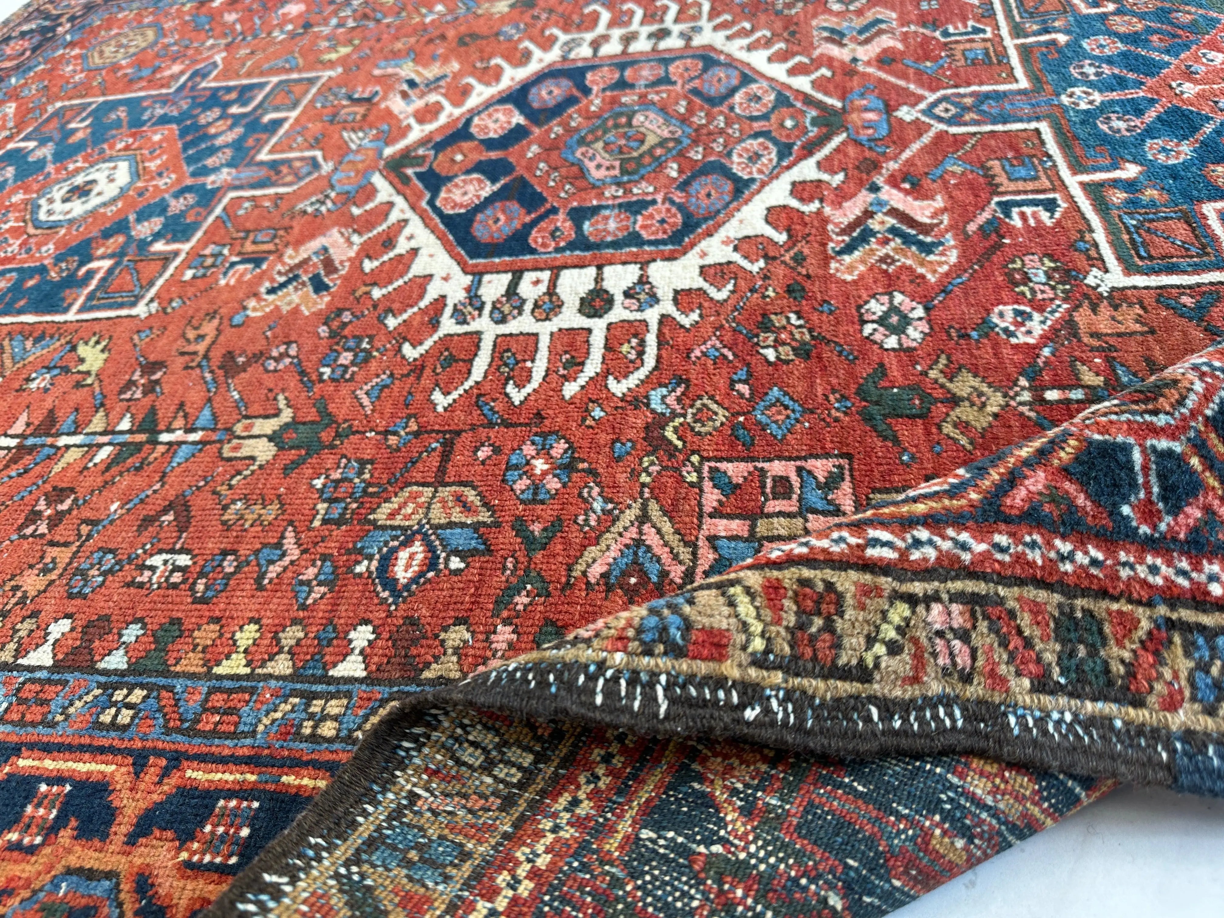 KARAJA Persian Antique Heriz Rug 4'9" x 6' Rugistan
