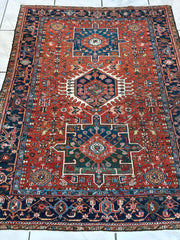 KARAJA Persian Antique Heriz Rug 4'9" x 6' Rugistan