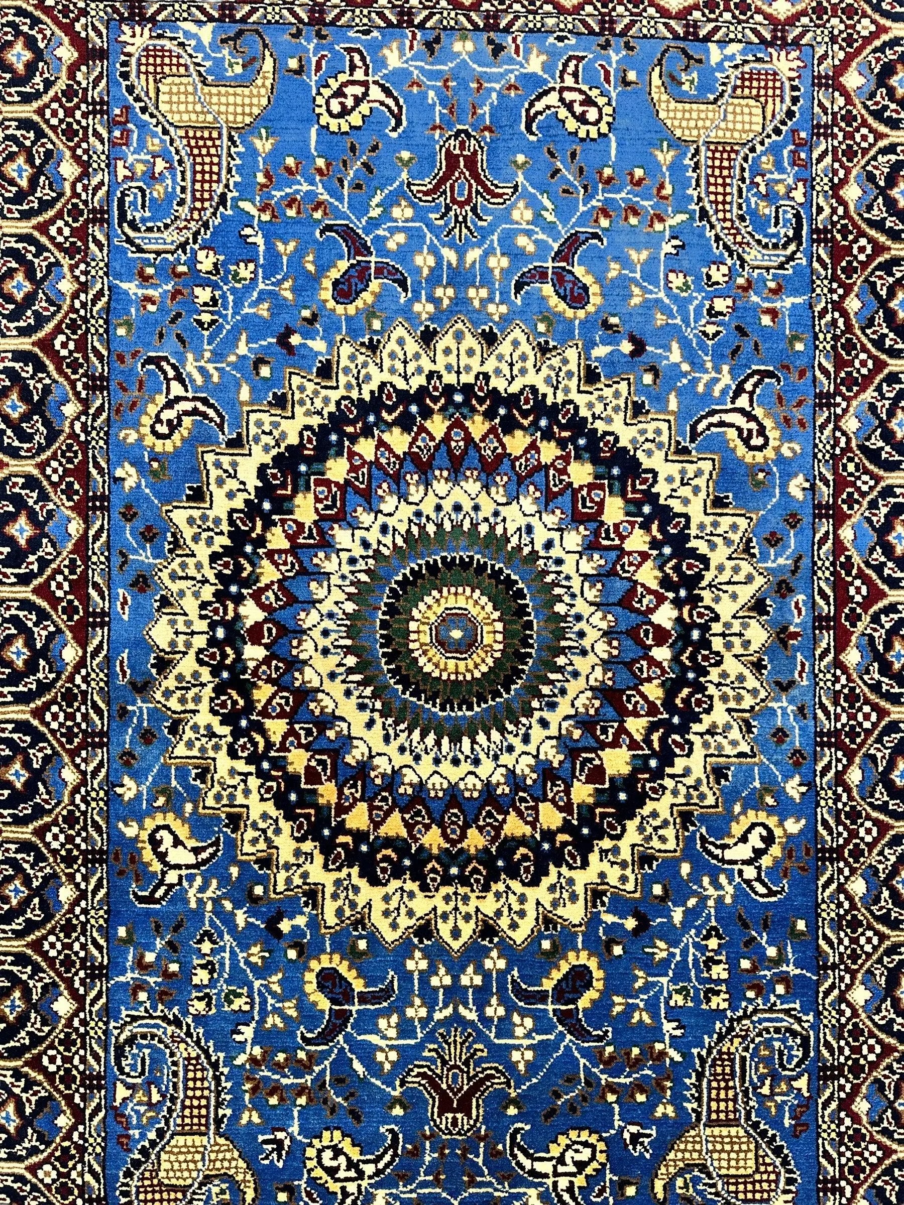 Hand-Knotted Parak Rug – Sky Blue, 40” x 60” | Afghan Wool Rug Rugistan