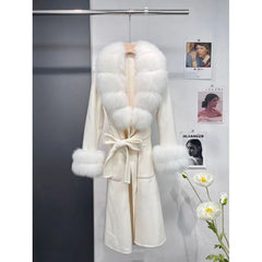 Long Woolen Coat with Fur Collar | Stylish & Versatile