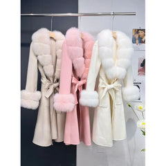 Long Woolen Coat with Fur Collar | Stylish & Versatile