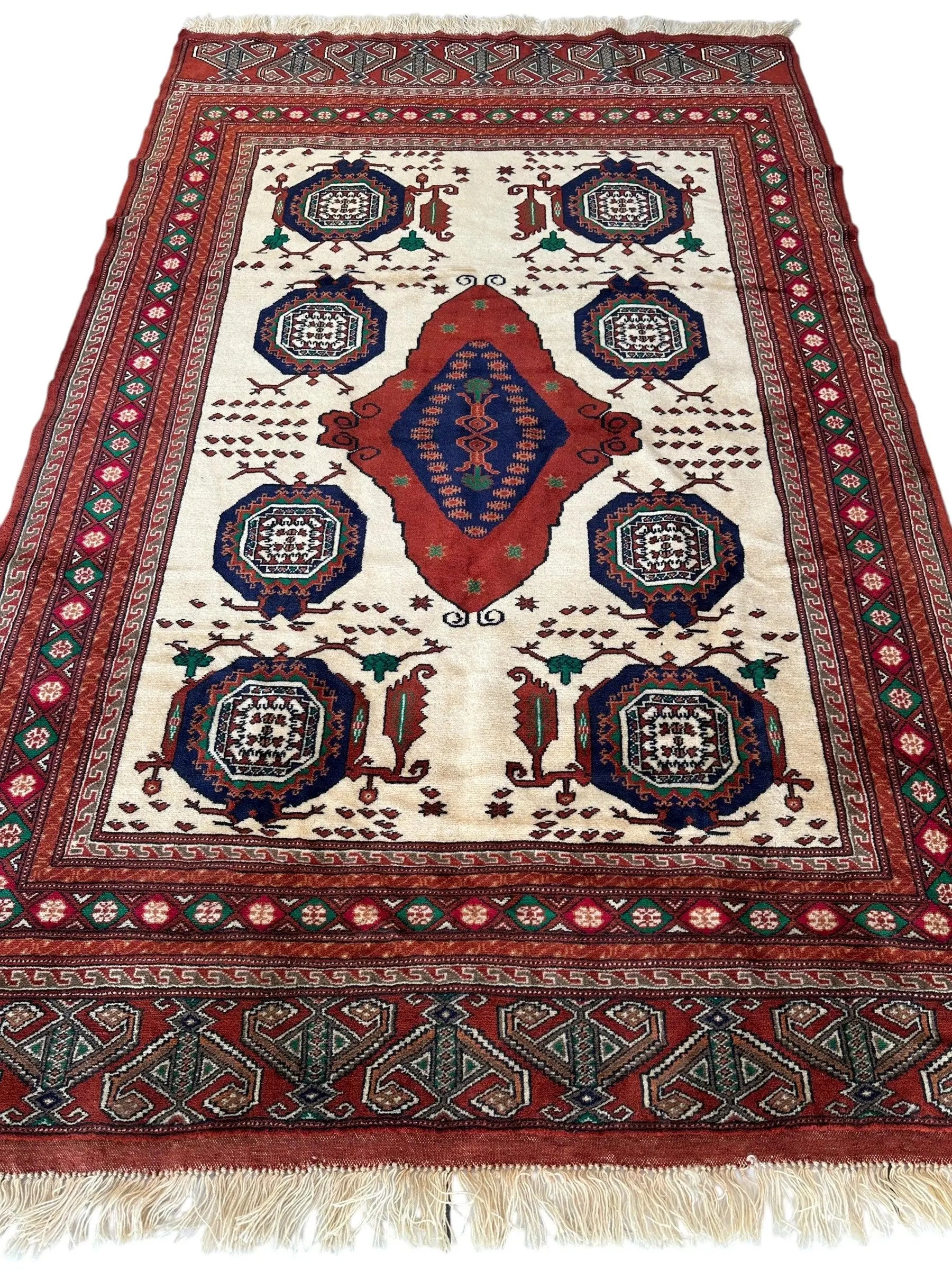 Hand-Knotted Afghani Kazak Wool Rug - 4'8" x 7'2" Rugistan