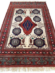 Hand-Knotted Afghani Kazak Wool Rug - 4'8" x 7'2" Rugistan