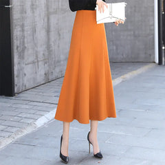 Women’s Elegant Long A-Line Skirt – Cotton, Black or Orange Family Shopolf