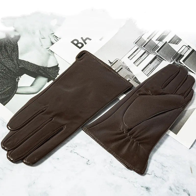 Touch Screen Leather Gloves with Plush Lining Family Shopolf