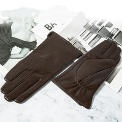 Touch Screen Leather Gloves with Plush Lining Family Shopolf