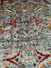 Hand-Knotted Trasitional Serapi Ghazni Wool Rug – 9’1” x 12’ – Intricate Floral Design Rugistan