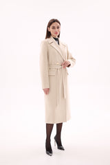 Denise Cashmere Blend Overcoat in Nude