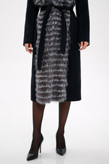 Genuine Silver Fox Virgin Wool Wrap Coat in Black Alaska® Outerwear Company