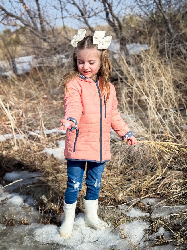 Preorder: Flowers Lightweight Puffy Jacket - Kids Outdoor Adventure Wear Keep the Littles Wild
