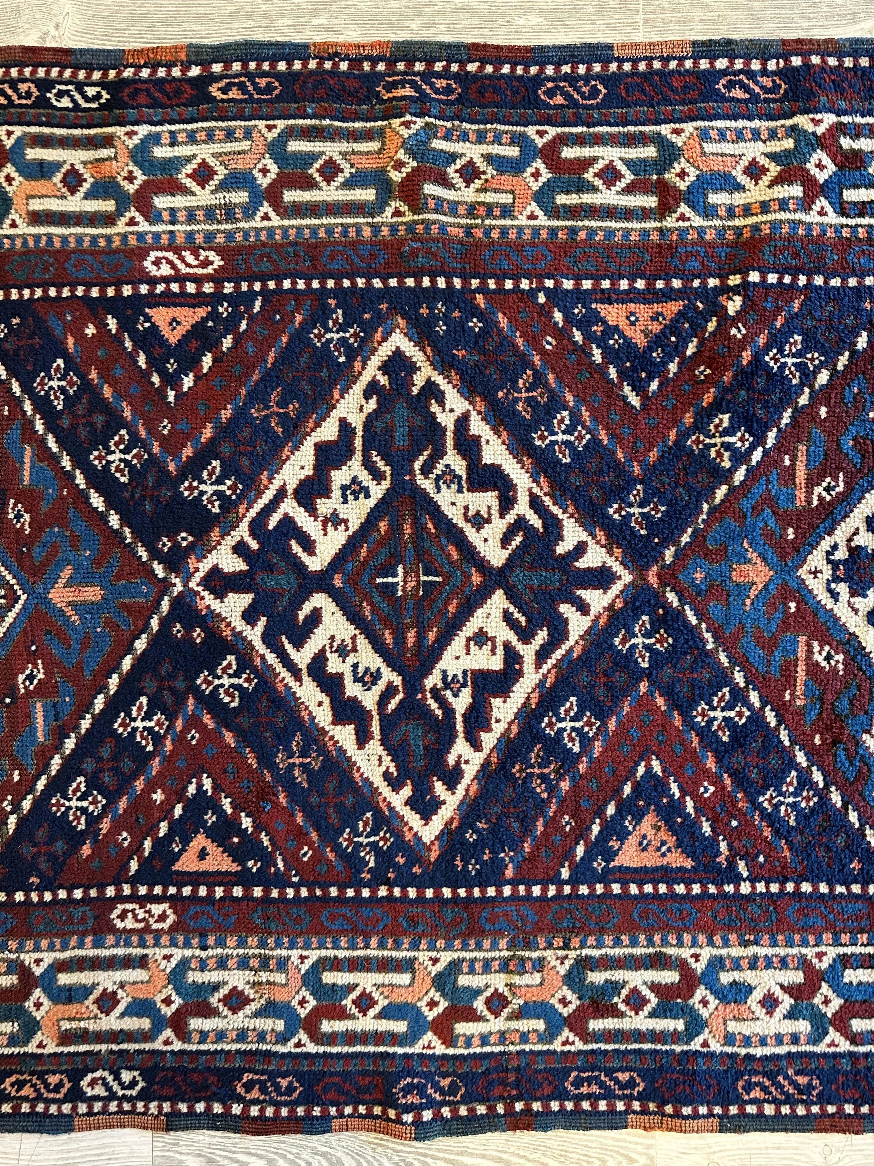 1920’s Antique Kurdish 4X3 Rug Rugistan