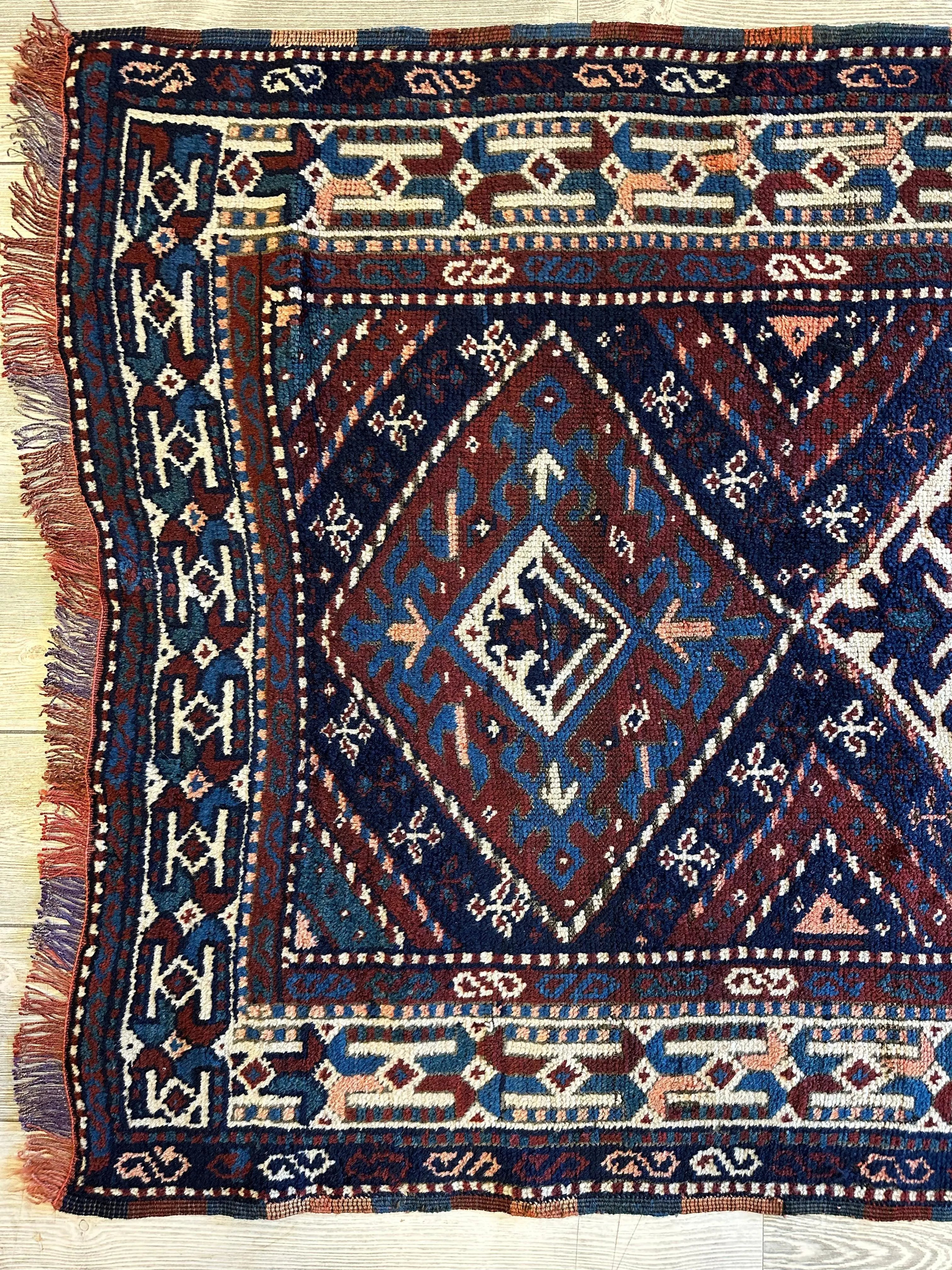 1920’s Antique Kurdish 4X3 Rug Rugistan